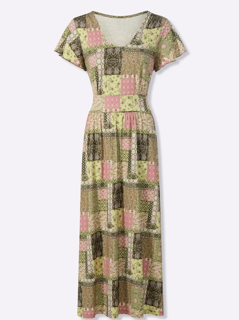 Witt Jerseykleid, Altrosa-oliv-bedruckt, – Produktbild 1 von 2