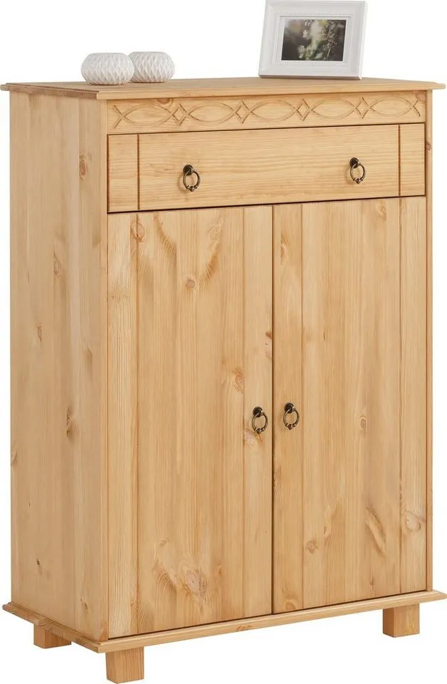 OTTO home Kommode Indra, Sideboard (B/T/H: 74/35/100 cm), aus massiver Kiefer, FSC®-zertifiziert, MADE in EU, Beige, – Produktbild 4 von 5
