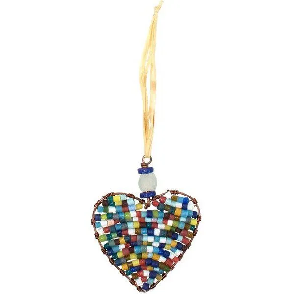 Global Mamas Global Mamas Upcycling Christbaumschmuck - buntes Herz - Geschenkdeko - Weihnachtsdeko – Produktbild 1 von 2