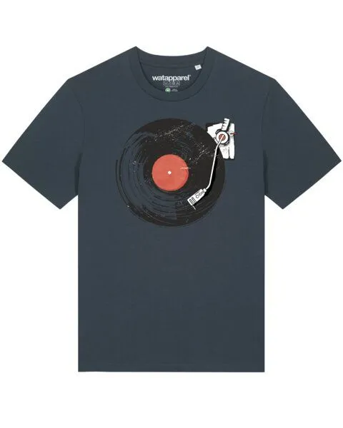 watapparel watapparel T-Shirt Unisex Schallplatte, India ink grey, – Produktbild 1 von 3
