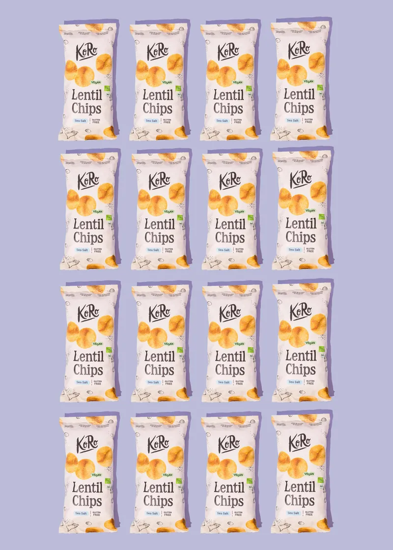 KoRo Bio Linsenchips mit Meersalz 16 x 100 g – Produktbild 1 von 5