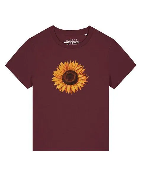 watapparel watapparel T-Shirt Frauen Sonnenblume, Burgundy, – Produktbild 1 von 2