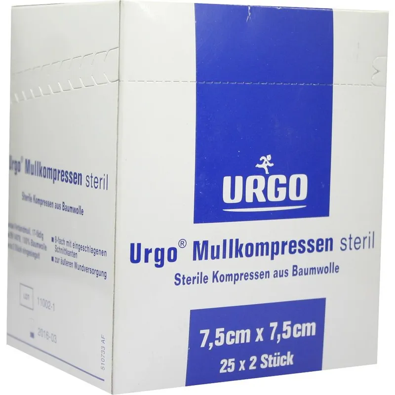 Urgo URGO MULLKOMPRESSEN 7,5x7,5 cm steril 25X2 St Kompressen – Produktbild 1 von 1