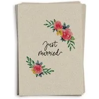 matabooks matabooks® A6 Grußkarte/Klappkarte aus nachhaltigem Graspapier, Just married, – Produktbild 1 von 1