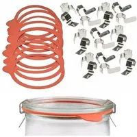 mikken mikken Einmach-Set: 10 Weckringe 94x108mm aus Naturkautschuk & 20 Metallklammern – für Weckgläser Ø 10 cm – Produktbild 1 von 1
