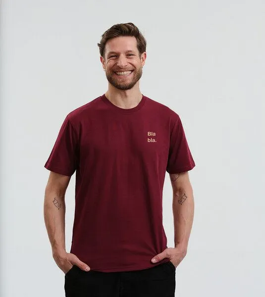 Gary Mash GARY MASH T-Shirt Bla bla. aus Biobaumwolle, Burgund (rot), – Produktbild 4 von 4