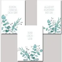 Fines Papeterie Fines Papeterie 3er Postkarten Set LOVE mit Eukalyptus Motiv – Produktbild 1 von 1