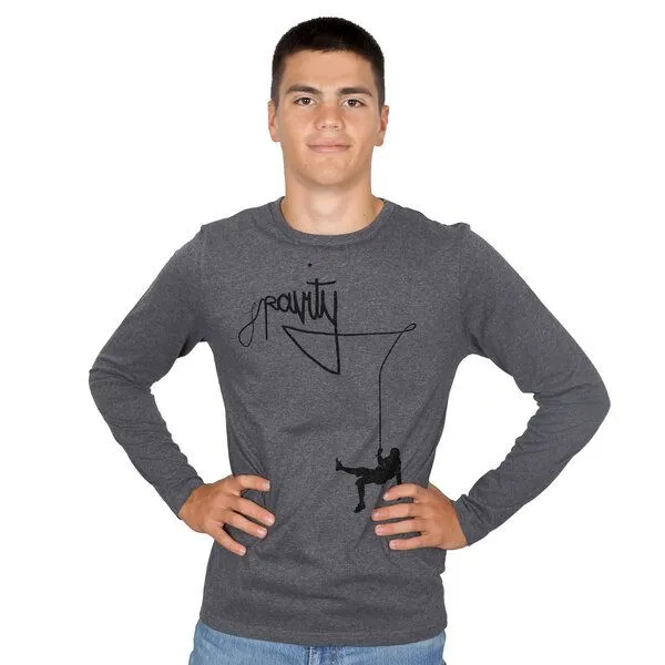 HANDGEDRUCKT HANDGEDRUCKT "Gravity" Männer Longsleeve, Grau, – Produktbild 1 von 3