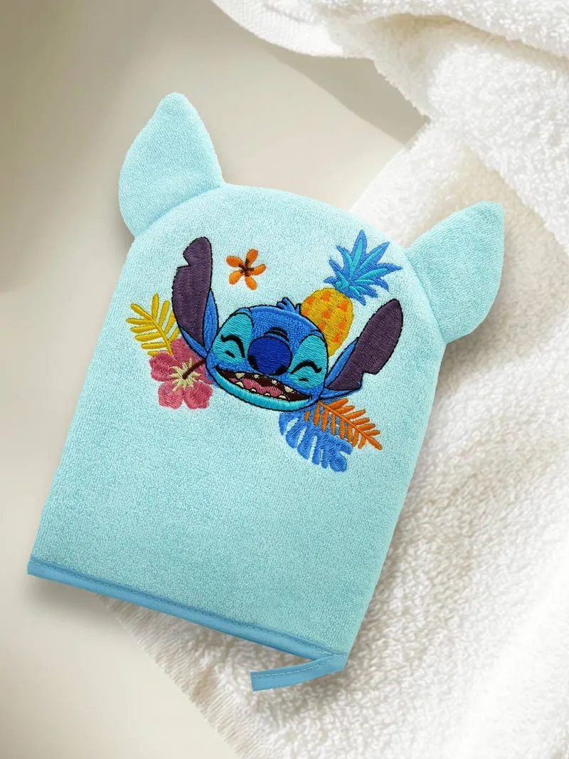 Lilo & Stitch Kinder Waschhandschuh mit Stickerei Disney LILO & STITCH, Himmelblau, – Produktbild 2 von 2