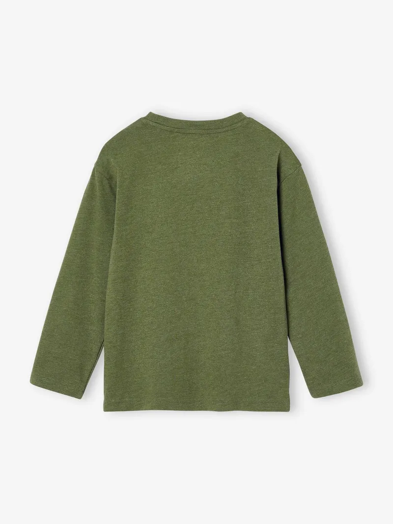 Vertbaudet Jungen Langarmshirt mit Fuchs-Print, Grün meliert, – Produktbild 3 von 4