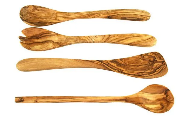 Olivenholz erleben Olivenholz erleben 4-tlg. Set: Kochlöffel rund, Pfannenwender glatt, Salatbesteck L30 – Produktbild 2 von 4