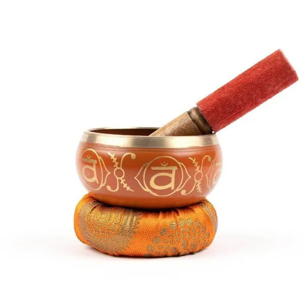Myga Myga Chakra Klangschale aus gehämmertem Kupfer, Sakralchakra (orange), – Produktbild 1 von 1