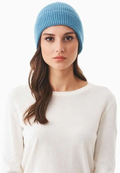 ORGANICATION ORGANICATION Strick-Beanie aus Bio-Merinowolle und Bio-Baumwolle, Turquoise, – Produktbild 1 von 3