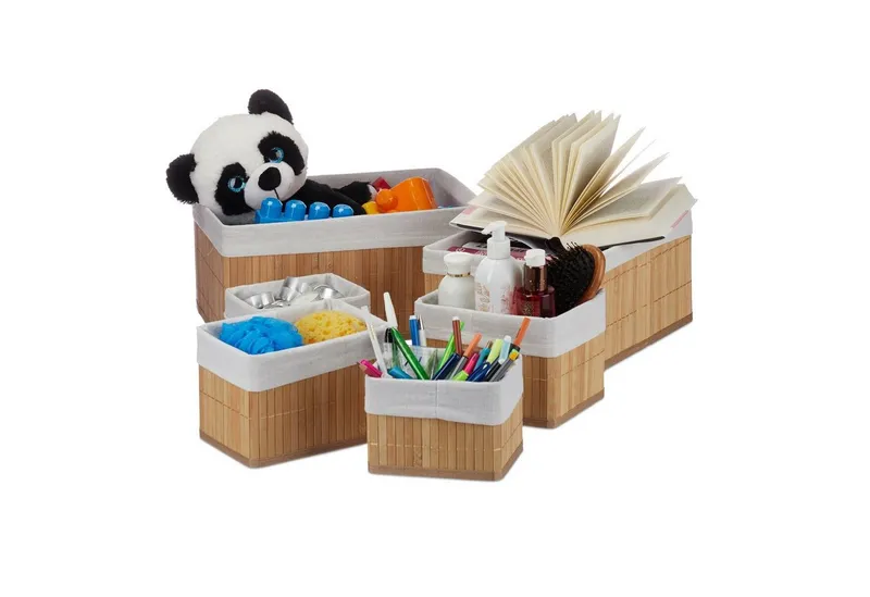 RELAXDAYS RELAXDAYS Aufbewahrungskorb Bambus 6er Set (6 St), Braun, – Produktbild 1 von 5