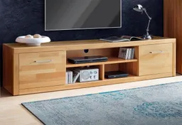 OTTO home Lowboard Logo,200cm breit,42 cm tief, Fronten Massivholz, Kabeldurchführung, Korpus Holzwerkstoff,2 Klappen, 5 Fächer, Metallgriffe – Produktbild 1 von 1