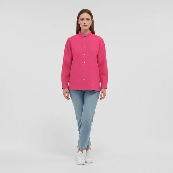 YTWOO YTWOO Oversized Leinenhemd für Damen, Raspberry sorbet, – Produktbild 1 von 4