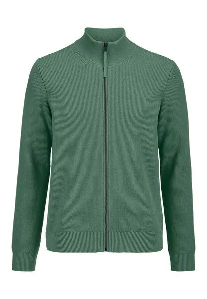hessnatur hessnatur Strick Jacke Regular aus reiner Bio-Baumwolle, Efeugrün, – Produktbild 3 von 4