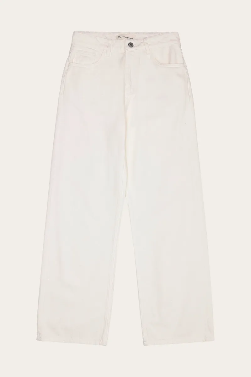 KnowledgeCotton Apparel KnowledgeCotton Apparel Damen vegan Hose Damen Gale Regular Twill Egret Weiß, Weiß, – Produktbild 1 von 4