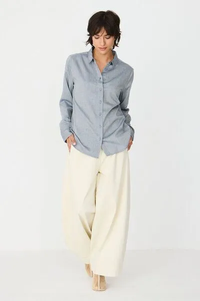 SKFK SKFK Langarm-Bluse ASUNE, Blue melange, – Produktbild 2 von 4