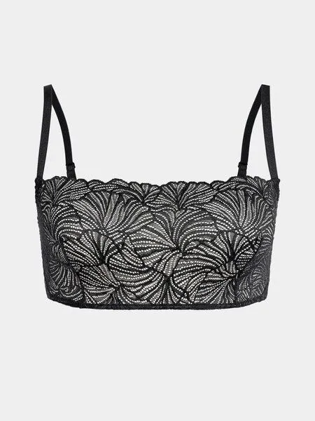 erlich textil erlich textil Fluid Lace bügelloser Bandeau Bralette mit Spitze aus recyceltem Polyamid, made in Europe, Schwarz, – Produktbild 5 von 5