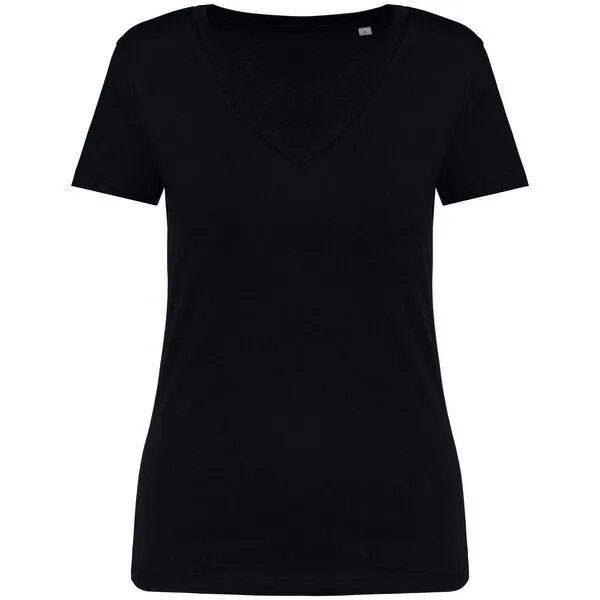 Greenspired Greenspired Damen V-Neck T-Shirt aus Bio-Baumwolle 155g/m², Schwarz, – Produktbild 1 von 1