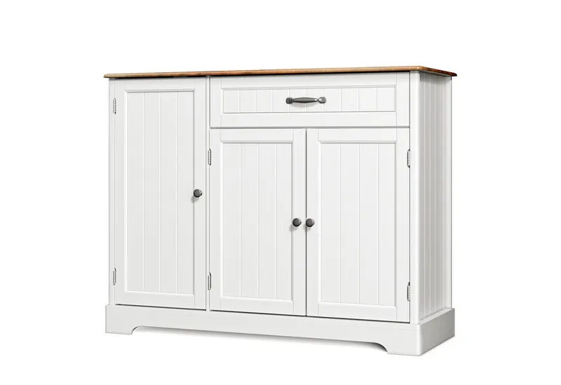 Blishom Sideboard Küchen-Sideboard mit 1 Schublade, 3 Türen und Türablagen, Zusätzliche Fächer für Gewürze, Vorräte und Küchenzubehör, Braun, – Produktbild 3 von 5