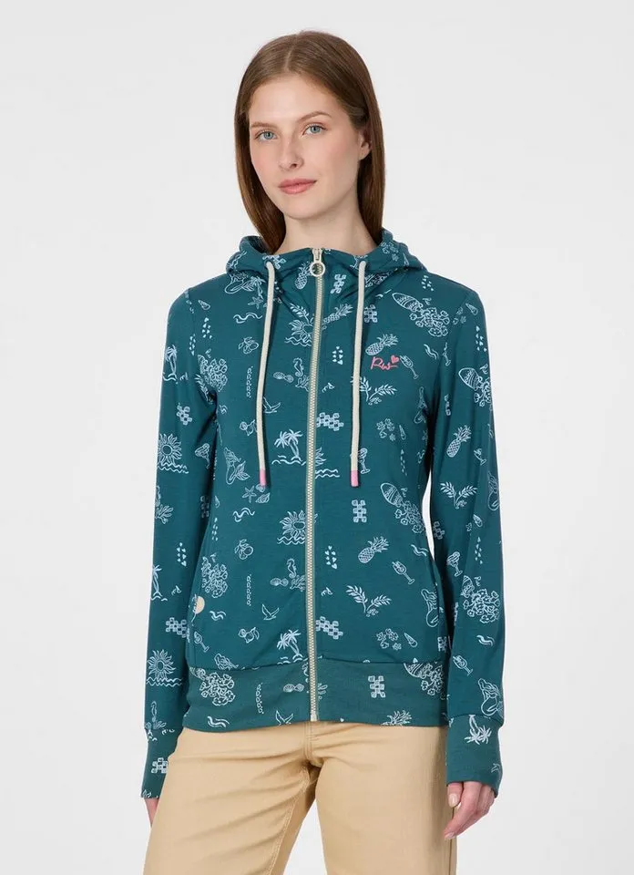 ragwear ragwear Sweatjacke PAYA PRINT Bestseller aus dünner Viskosemischung und Allover-Print, Grün, – Produktbild 1 von 1
