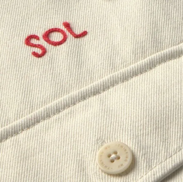 thinking mu thinking mu Sol Chain Frans Jacket, Weiß mit roter stickerei, – Produktbild 3 von 4
