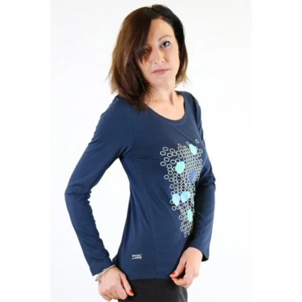 Spangeltangel Spangeltangel Langarm Shirt "Hektogramme", dunkelblau, Damenshirt, Siebdruck, Blau, – Produktbild 3 von 4