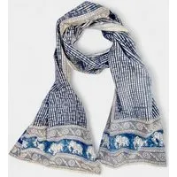 Der Lindwurm Der Lindwurm Kalamkari- Schal , Handdruck mit Pflanzenfarben, Grau/blau, – Produktbild 1 von 1