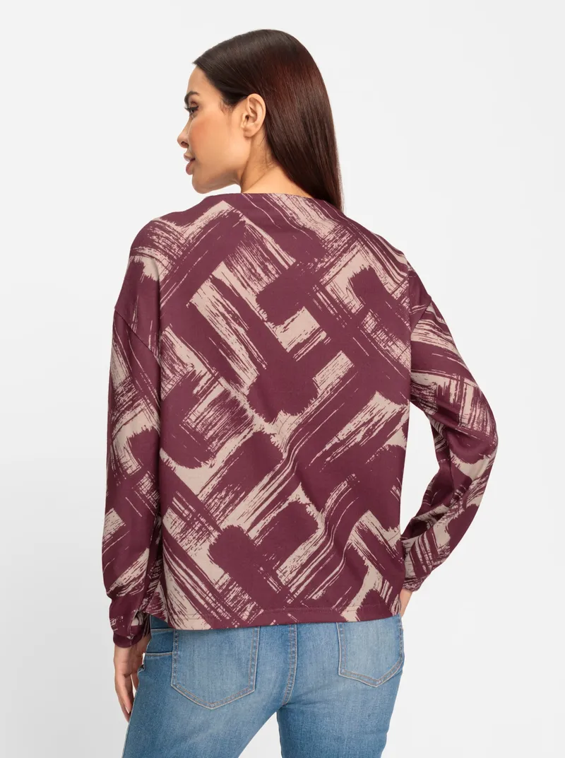 heine Langarmshirt bordeaux-sand-bedruckt, Bordeaux-sand-bedruckt, – Produktbild 2 von 2