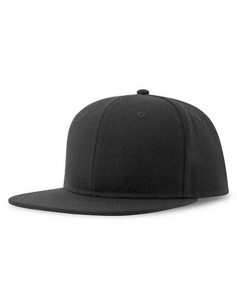 Atlantis Headwear Atlantis Headwear Basecap Flacher Schirm mit Kunststoffverschluss Snap Back, Schwarz, – Produktbild 2 von 3