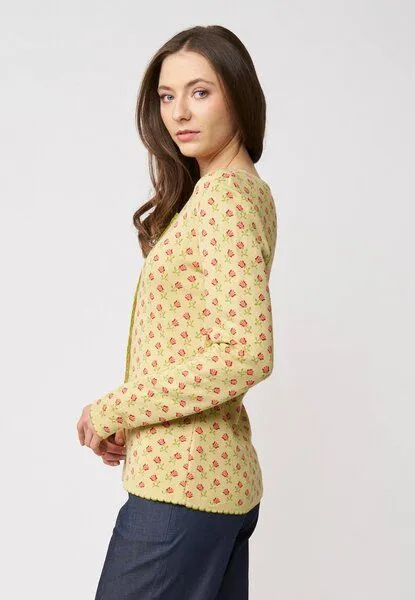 LANA Organic LANA Organic Strickjacke Jaquardmuster für Damen, Modell Lena, Rosalina dusty yellow, – Produktbild 1 von 4