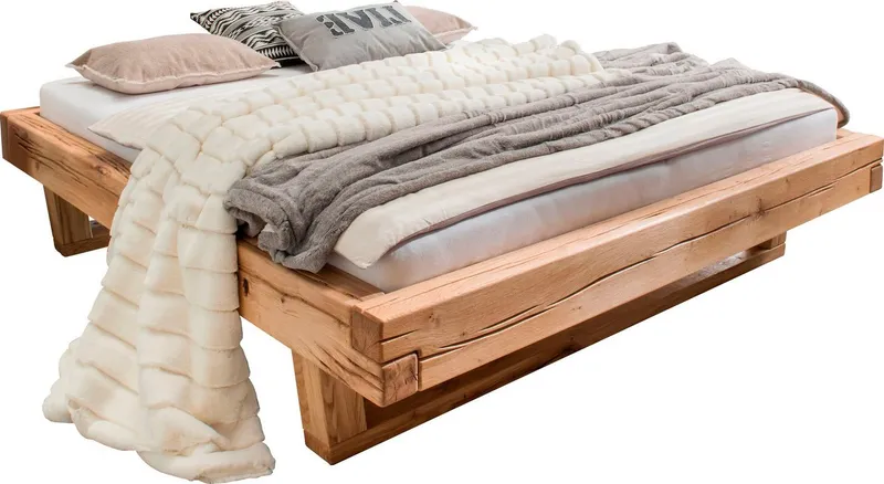 OTTO home Massivholzbett Ultima, hohe Belastbarkeit, Futonbett ohne Kopfteil (3-tlg), aus Eiche oder Fichte, FSC-zertifiziert, in vielen Breiten, Beige, – Produktbild 7 von 8