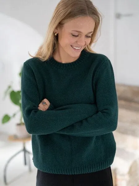 FUXBAU FUXBAU Frauen Merino Strickpullover, Grün, – Produktbild 5 von 5