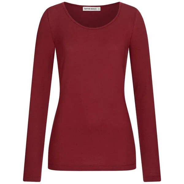 NATIVE SOULS NATIVE SOULS Lyocell Longsleeve Damen, Dark red, – Produktbild 1 von 1