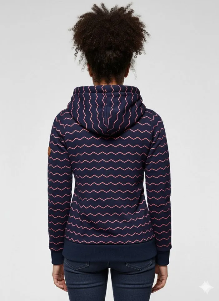 ragwear ragwear Sweatshirt GRIPY BOLD CHEVRON O Hoodie mit hochschießendem Schalkragen mit Zierknopfbesatz, Blau, – Produktbild 2 von 2