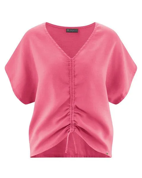 HempAge HempAge Geraffte Sommerbluse Hanf/Biobaumwolle, Hibiscus (rosa), – Produktbild 2 von 4