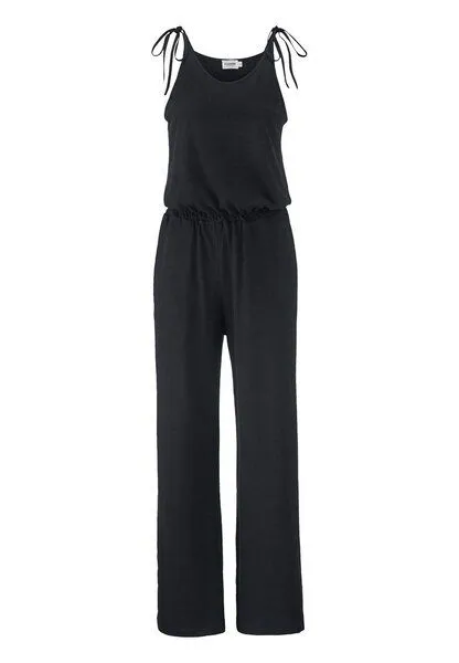 hessnatur hessnatur Jersey Jumpsuit Relaxed aus Leinen und reiner Bio-Baumwolle, Schwarz, – Produktbild 3 von 4