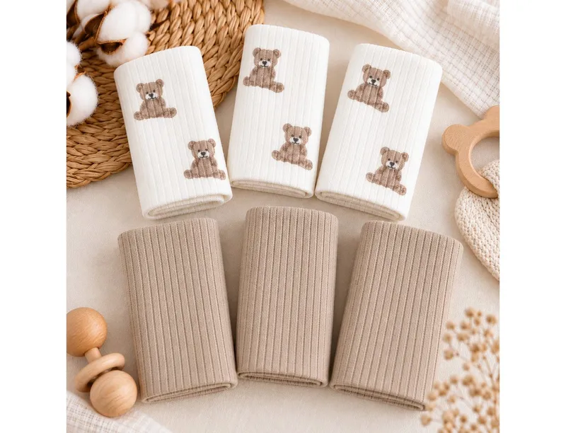 bistyle bistyle Spucktuch BabySpucktücher 6er Set, 20x20 cm, Bio-Baumwolle, kleinen Motiven, (6er Pack, 6-tlg), Basic, Beige, – Produktbild 2 von 4