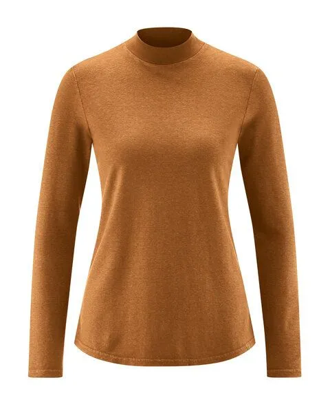 HempAge HempAge Damen Langarm-Shirt mit Stehkragen Hanf/Bio-Baumwolle, Almond-179, – Produktbild 1 von 4