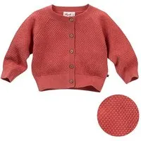 People Wear Organic People Wear Organic Strickjacke in wabenförmigem Strukturstrick, himbeerrot mélange, aus Bio-Baumwolle – Produktbild 1 von 1