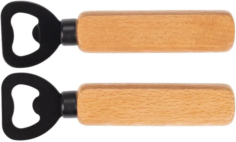 Holz Frank Flaschenöffner Flaschenöffner mit FSC® Buchenholzgriff & schwarzer Edelstahlklinge, Beige, – Produktbild 3 von 3