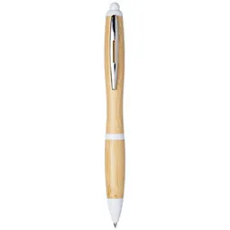 Bullet Bullet Nash Druckkugelschreiber aus Bambus, blaue Mine, natur,weiss – Produktbild 1 von 1