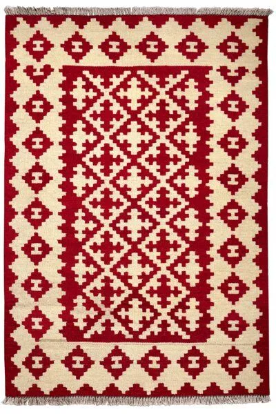 Rugtales Kelim Gashgai Rot „Rugtales“ aus Schurwolle, 105x152 cm, Rot, – Produktbild 3 von 4