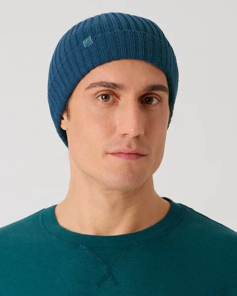 HempAge HempAge Strickmütze recycled Hanf/Biobaumwolle, Reef (blau), – Produktbild 1 von 3