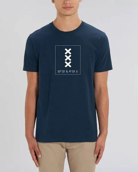Human Family Human Family Bio Herren City T-Shirt "Amsterdam - Coordinates", Navy, – Produktbild 1 von 2