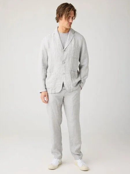 KnowledgeCotton Apparel KnowledgeCotton Apparel Lockerer Blazer aus Bio-Leinen, Blau-yarndyed, – Produktbild 4 von 4