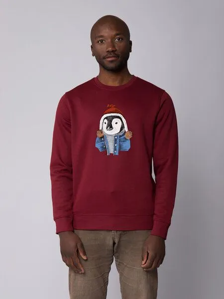 watapparel watapparel Sweatshirt Unisex Pinguin, Burgundy, – Produktbild 2 von 4