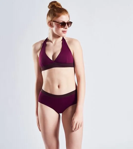 MYMARINI MYMARINI Wendbares Neckholder Top mit Shape-Effect aus ECONYL, Chocolate-berry, – Produktbild 3 von 4